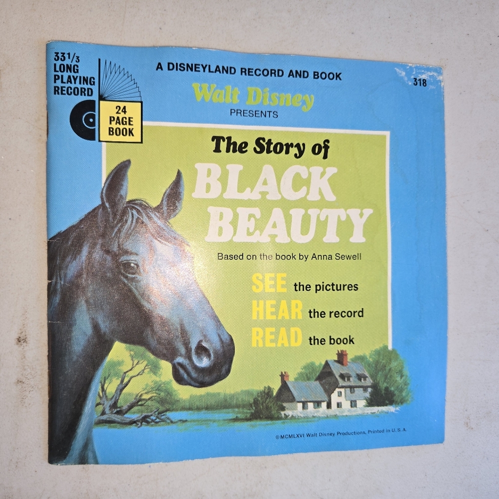 Walt Disney's The Story of Black Beauty 33 RPM Disneyland Book & Record 1966
